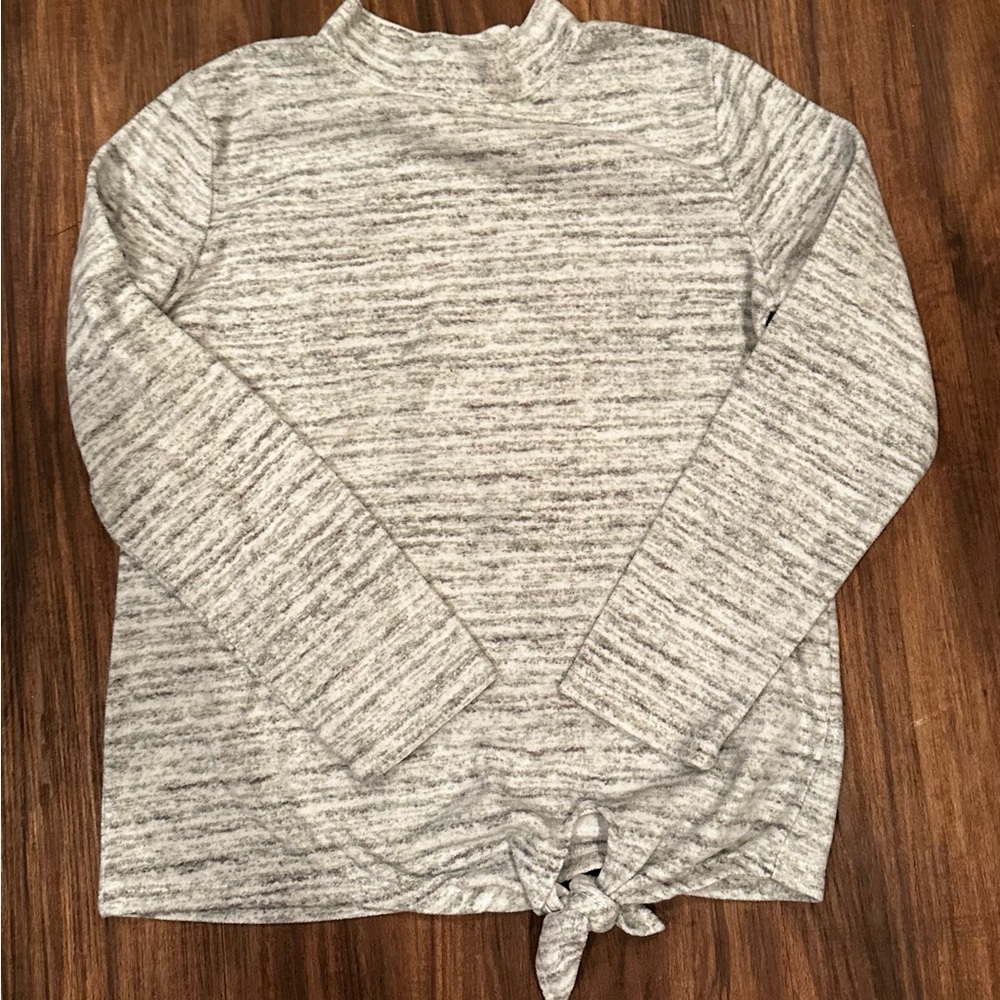 Old Navy Zebra Print Micro Fleece Top Girls Large 10/12 Tie Knot Front